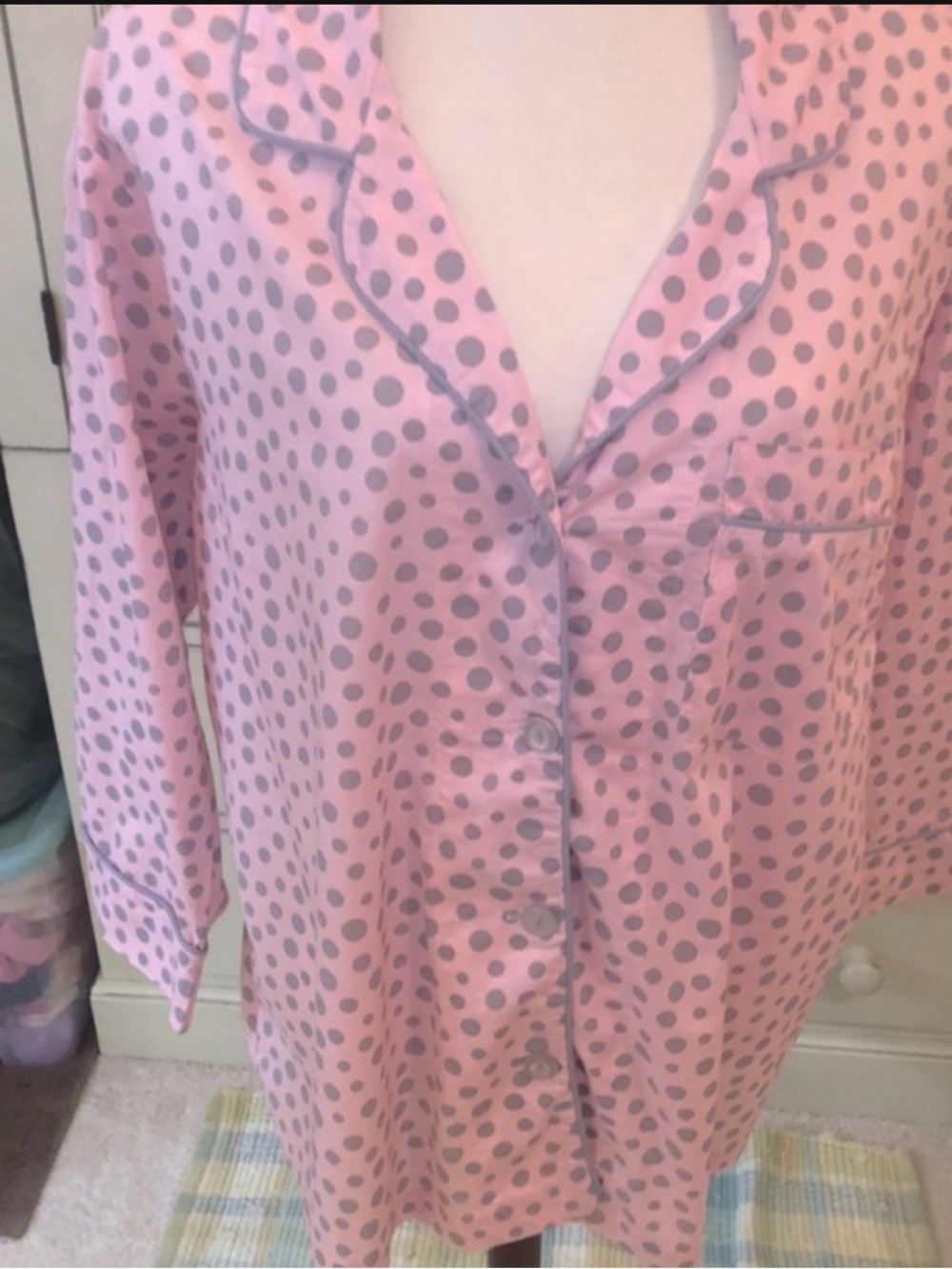 BedHead Pajamas Neiman Marcus Pink Polka Dot 100% Cotton Pajama Top Plus 1X